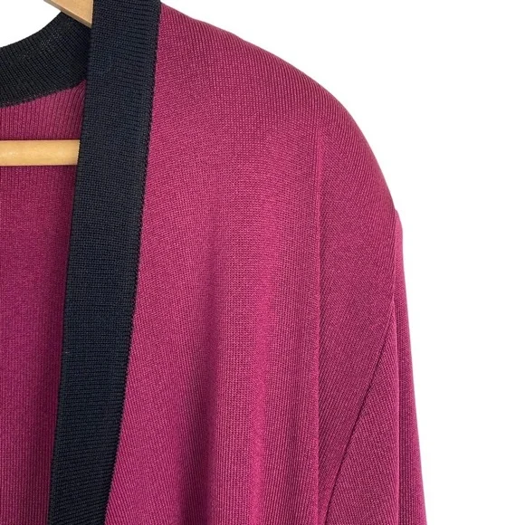 Exclusively Misook Size Large Sweater Cardigan Slinky Knit Raspberry Pink Topper - Picture 4 of 10